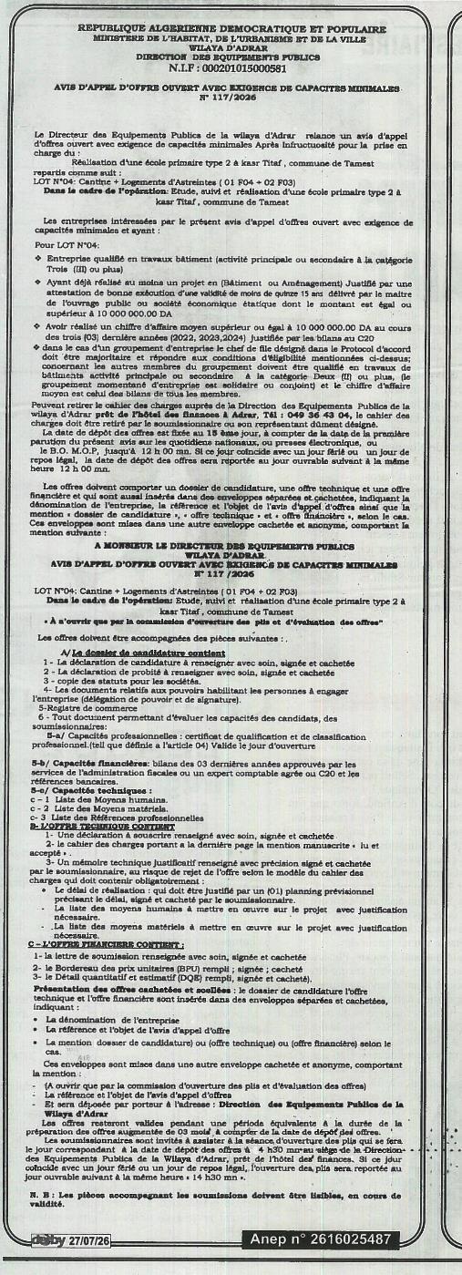Cantine + Logements d'Astreintes (01 F04 + 02 F03)