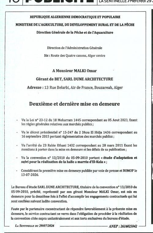Deuxième mise en demeure