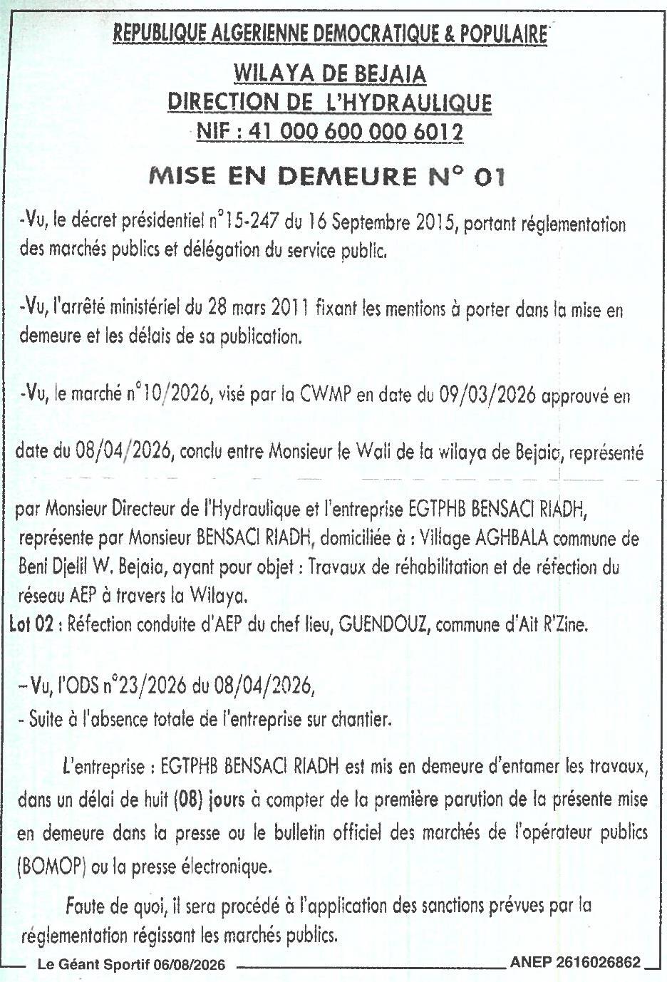 Mise en demeure