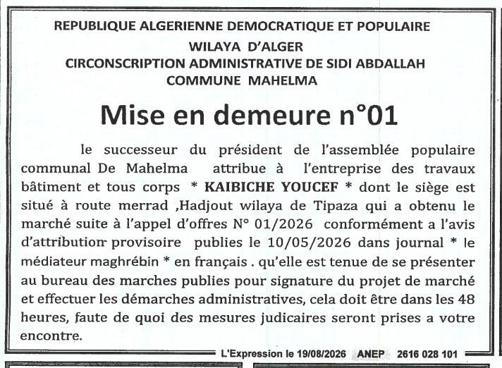 Mise en demeure n°01