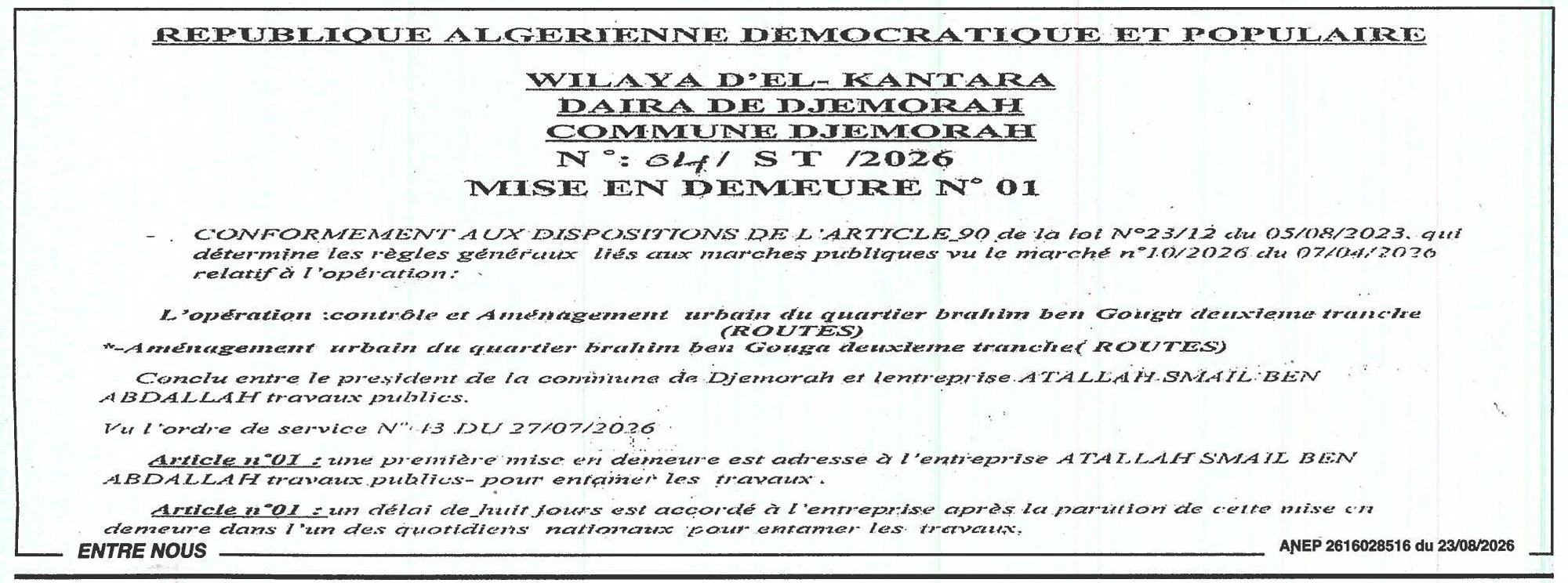 Mise en demeure