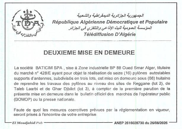 Deuxième mise en demeure