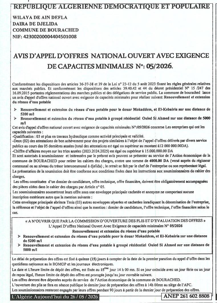 Renouvellement et extension du réseau d'eau potable