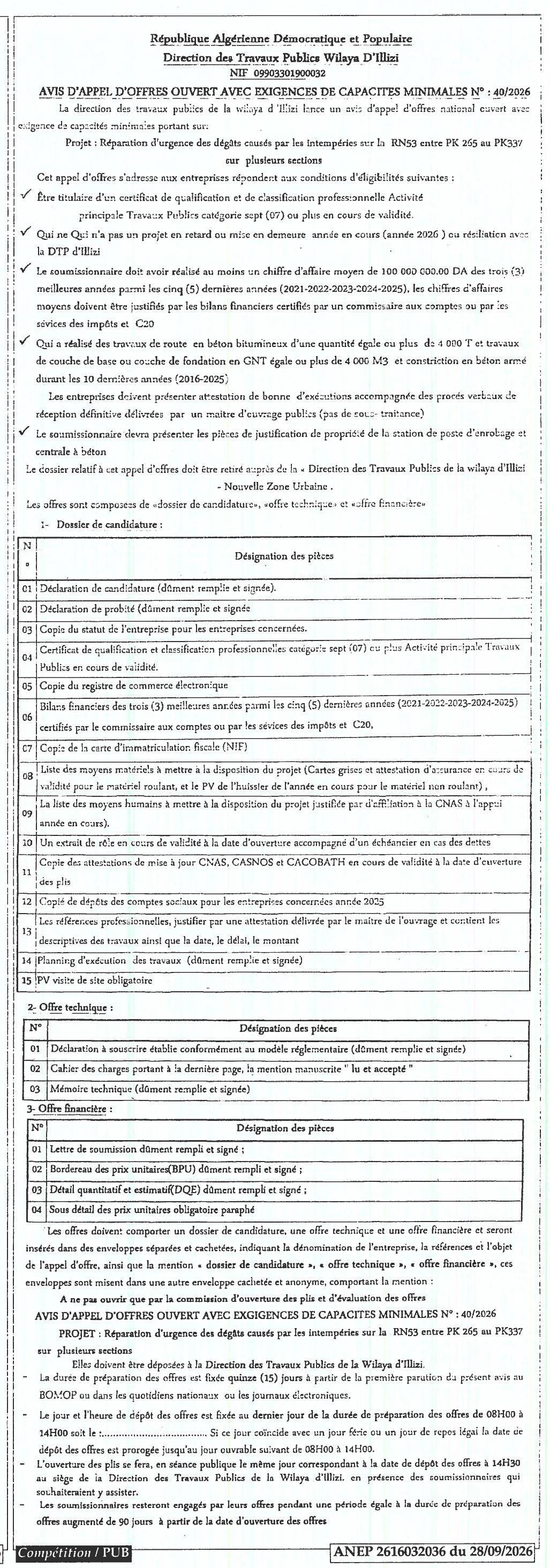 Réparation d'urgence des dégâts sur la RN53 entre FK 205 et FK337