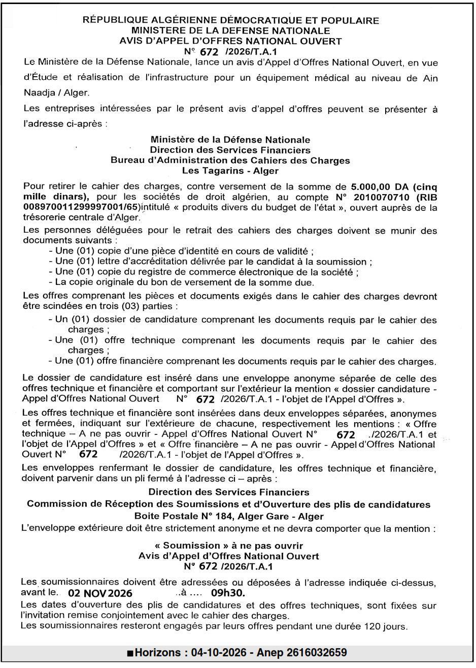 Étude et réalisation d'une infrastructure pour équipement médical à Ain Naadja (Alger)