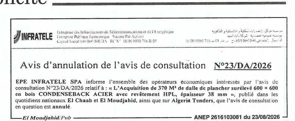Avis d'annulation