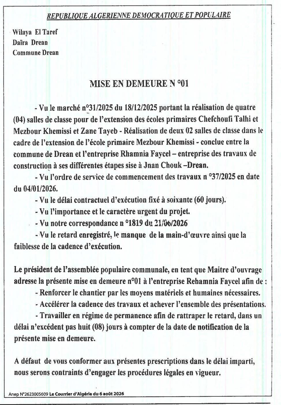 Mise en demeure