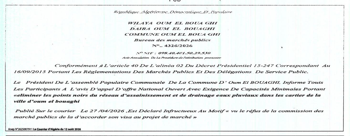 Avis d'annulation