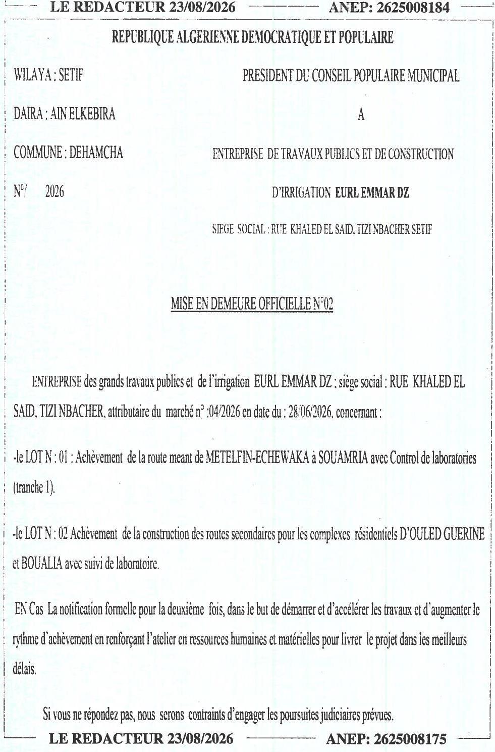 Mise en demeure