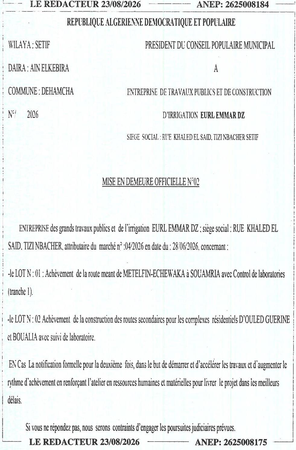Mise en demeure
