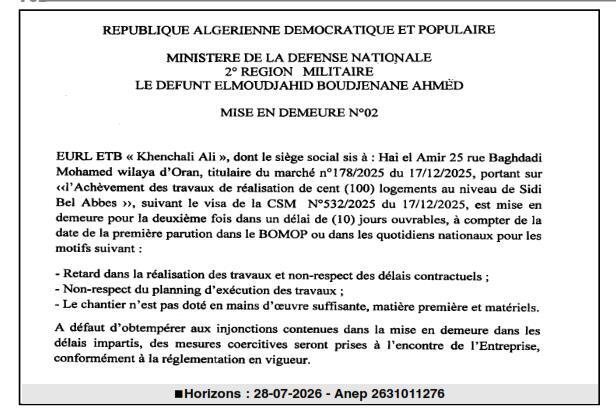 Mise en demeure pour non-respect des délais contractuels