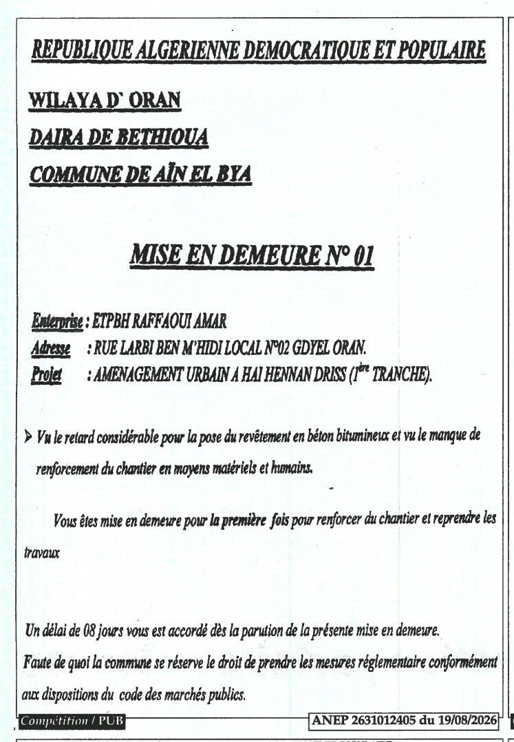 Mise en demeure